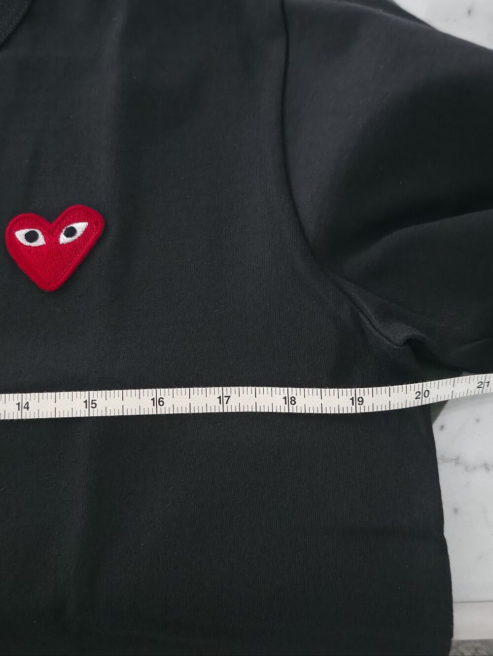 [NEW] Comme des Garçons Black Long-Sleeve Tee with Red Heart Patch - Picture 5 of 6